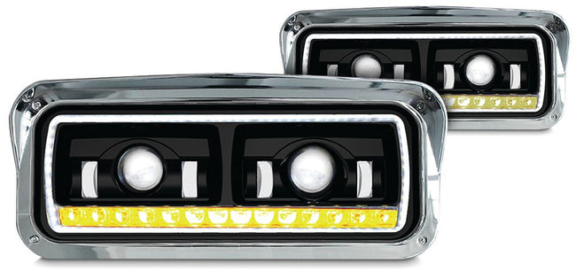 Universal LED Headlights w/Halo & Sequential Turn Signal Black (Passenger)