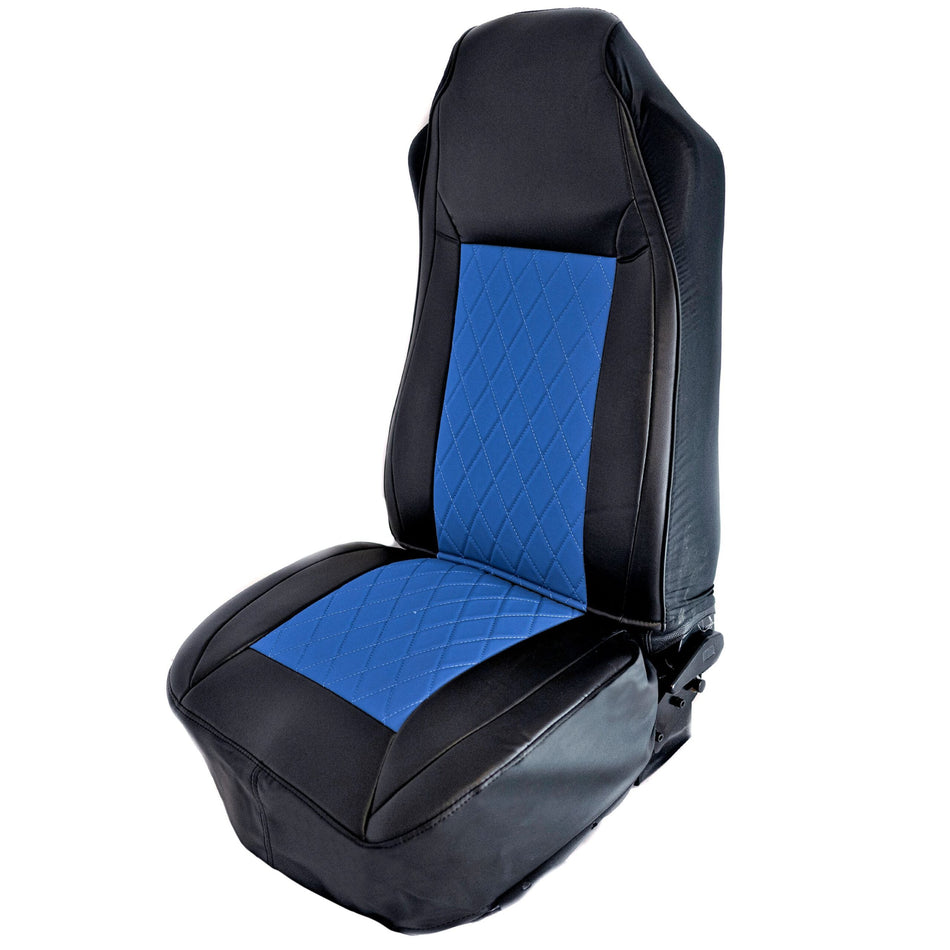 SEAT COVER W/ DIAMOND CENTER & LEATHERETTE TRIM – BLUE