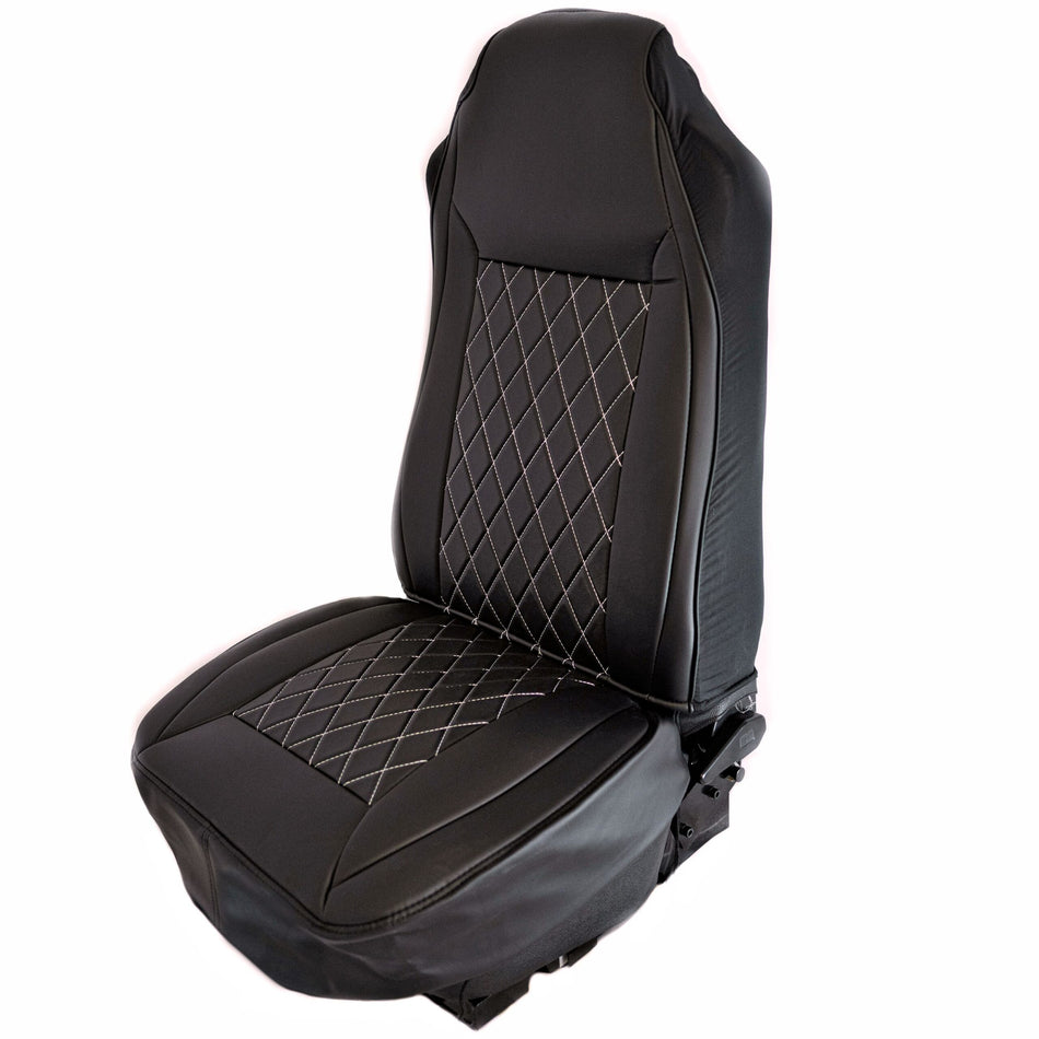 SEAT COVER W/ DIAMOND CENTER & LEATHERETTE TRIM – BLACK