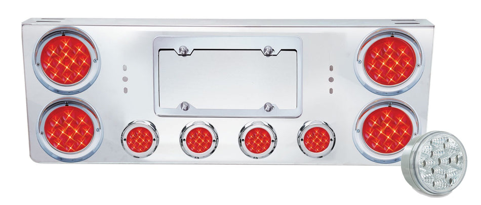 REAR CENTER PANEL W/ 4 – 4″ & 4 – 2″ CLEAR RED SPYDER LED LIGHTS