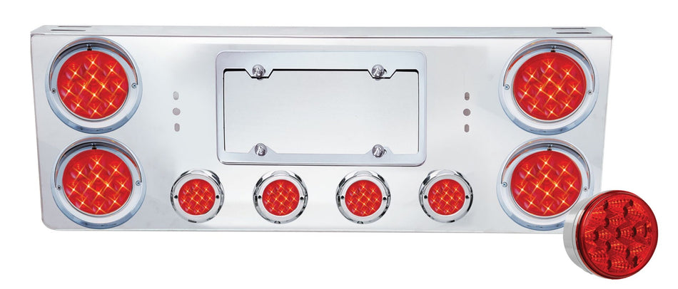 REAR CENTER PANEL W/ 4 – 4″ & 4 – 2″ RED SPYDER LED LIGHTS