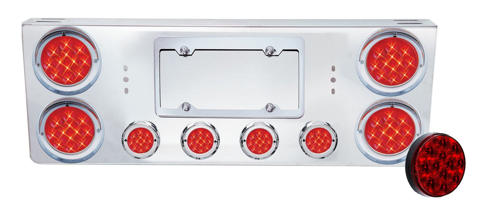 REAR CENTER PANEL W/ 4 – 4″ & 4 – 2″ RED ECONOMY LED LIGHTS