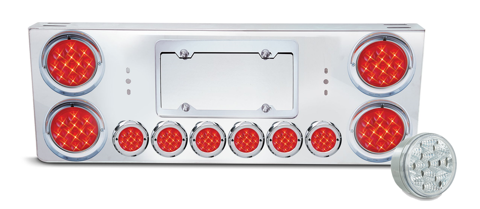 REAR CENTER PANEL W/ 4 – 4″ & 6 – 2″ CLEAR RED SPYDER LED LIGHTS