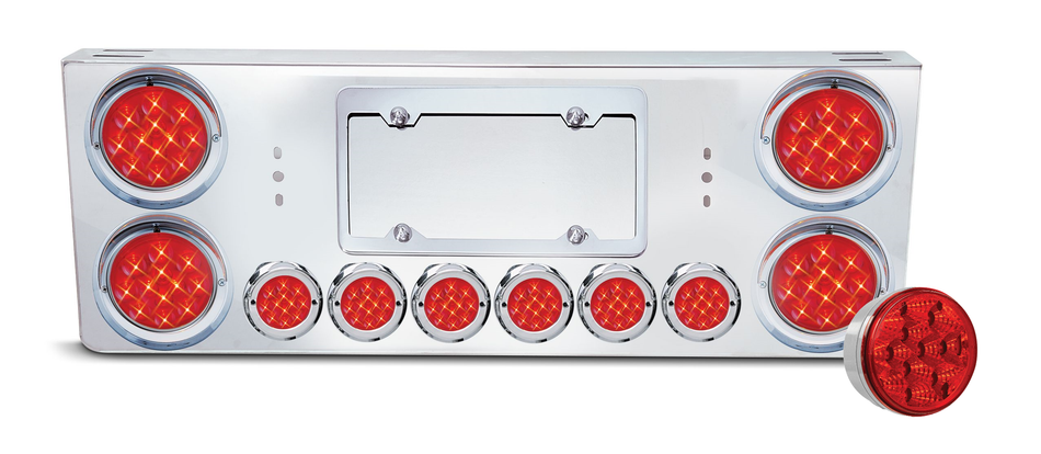 REAR CENTER PANEL W/ 4 – 4″ & 6 – 2″ RED SPYDER LED LIGHTS