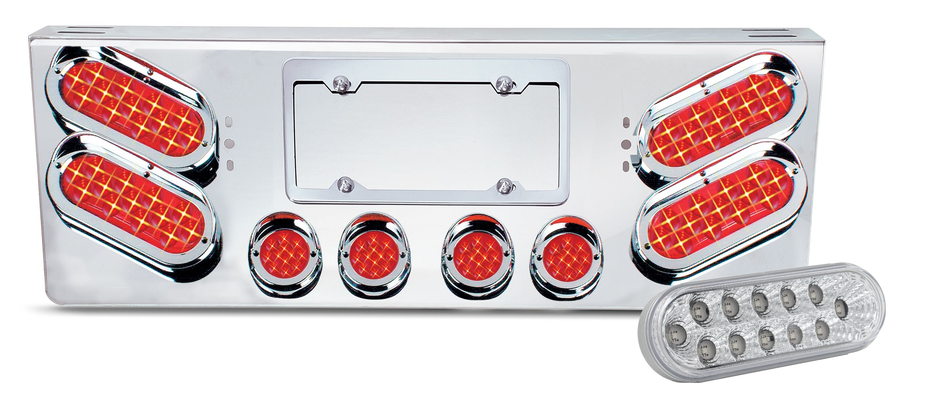 REAR CENTER PANEL W/ 4 – OVAL & 4 – 2″ CLEAR RED SPYDER LED LIGHTS