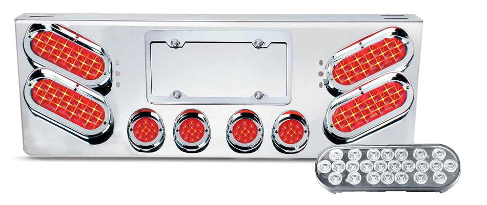 REAR CENTER PANEL W/ 4 – OVAL & 4 – 2″ CLEAR RED ECONOMY LED LIGHTS