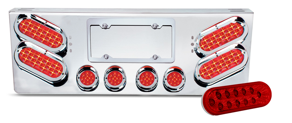 REAR CENTER PANEL W/ 4 – OVAL & 4 – 2″ RED SPYDER LED LIGHTS