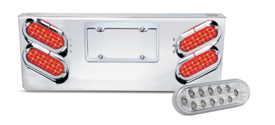 REAR CENTER PANEL W/ 4 – OVAL CLEAR RED SPYDER LED LIGHTS