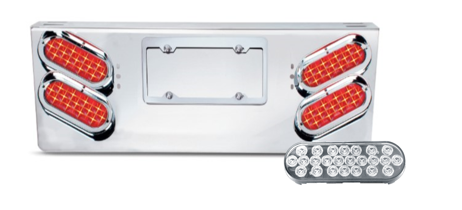 REAR CENTER PANEL W/ 4 – OVAL CLEAR RED ECONOMY LED LIGHTS