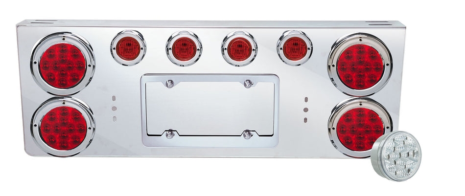 REAR CENTER PANEL W/ 4 – 4″ & 4 – 2″ CLEAR RED SPYDER LED LIGHTS (TOP)