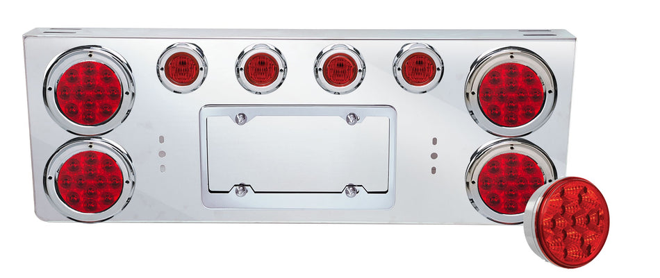 REAR CENTER PANEL W/ 4 – 4″ & 4 – 2″ RED SPYDER LED LIGHTS (TOP)