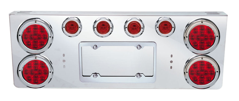 REAR CENTER PANEL W/ 4 – 4″ & 4 – 2″ RED ECONOMY LED LIGHTS (TOP)