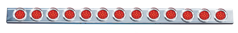 STIANLESS 1 PIECE REAR LIGHT BAR W/ 13 – 4″ RED ECONOMY LED LIGHTS