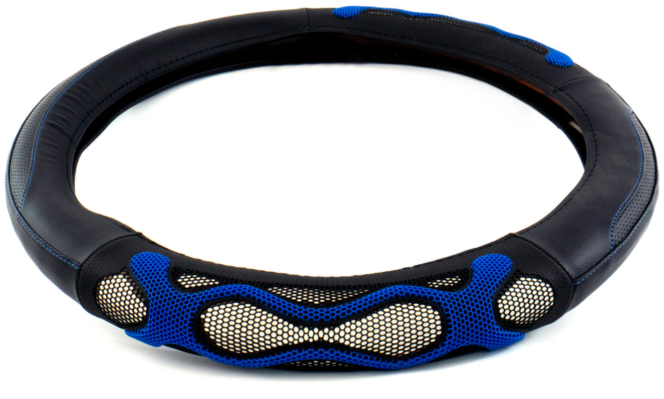 18″ RUBBER WAVES ANTI-SLIP STEERING WHEEL COVER – BLUE