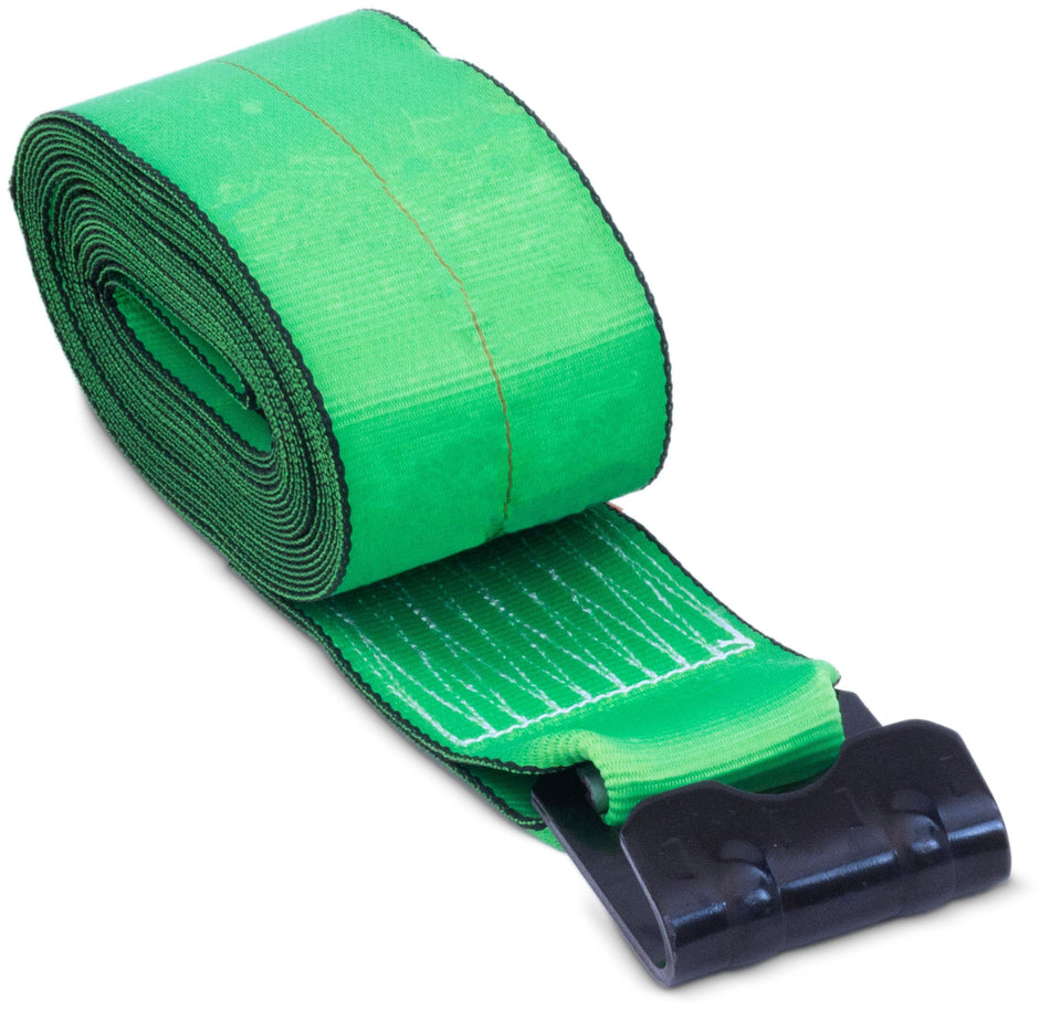 4″ X 30′ WINCH STRAP W/ FLAT HOOK – GREEN