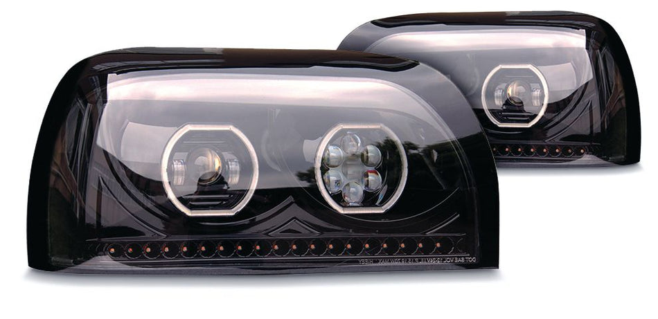 FREIGHTLINER CENTURY LED HEADLIGHT W/ SEQUENTIAL TURN SIGNAL BLACK (DRIVER)