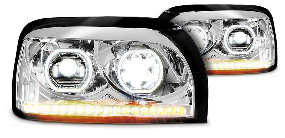 FREIGHTLINER CENTURY LED HEADLIGHT W/ SEQUENTIAL TURN SIGNAL CHROME (PASSENGER)