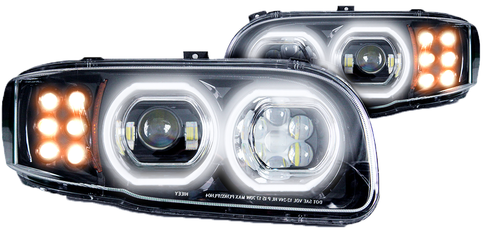 Peterbilt 388/389 LED Headlight w/Halo Black (Driver)