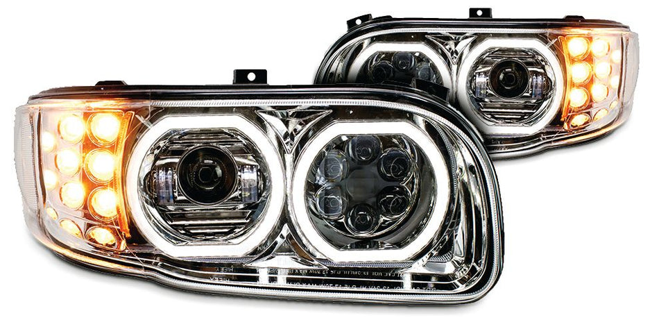 Peterbilt 388/389 LED Headlight w/Halo Chrome (Driver)