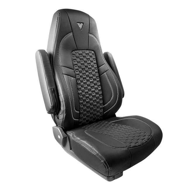 Freightliner Cascadia High Back 33″ Faux Leather Semi Truck Seat Cover – Black / Gray