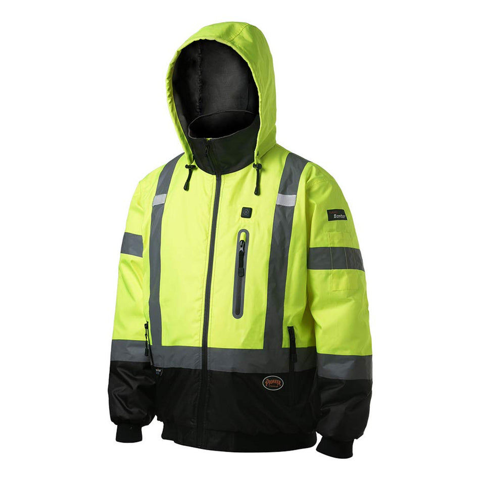 Hi-Vis Heated Bomber Jacket - Yellow/Green